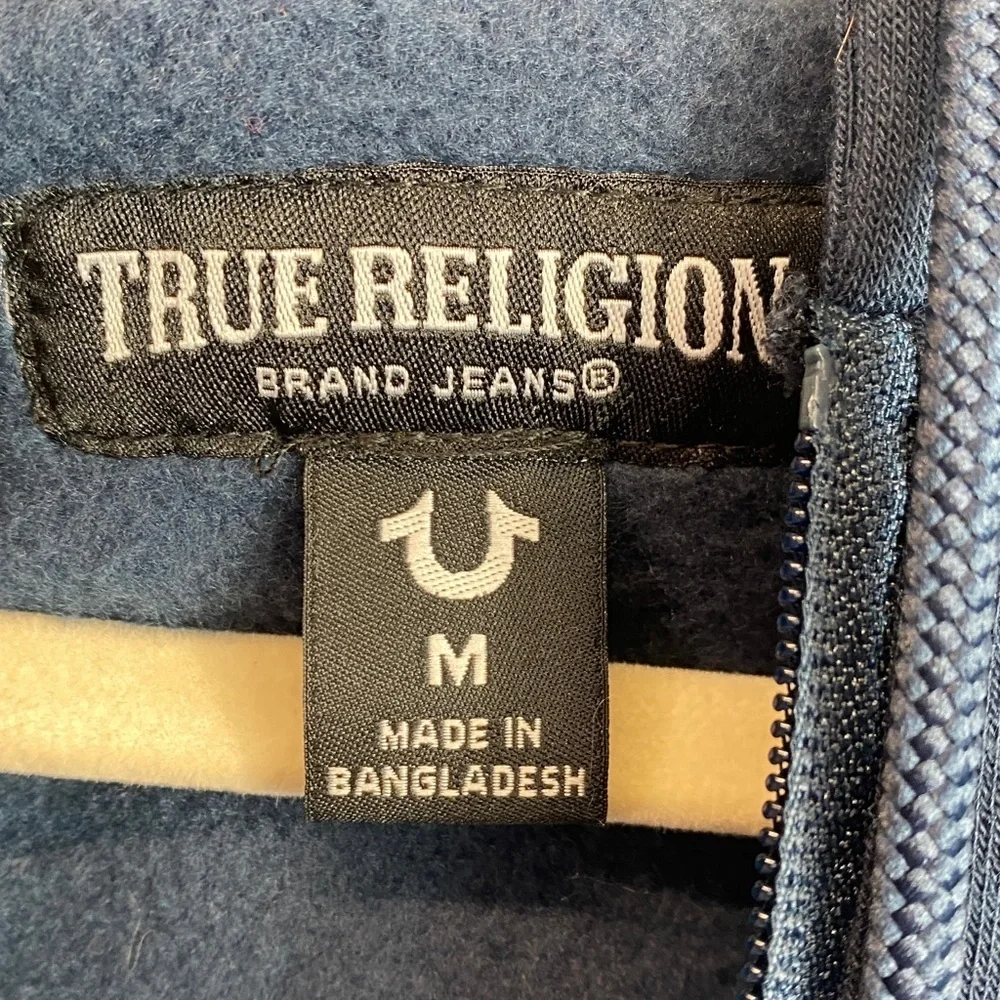 True Religion full zip hoodie M super soft large logo fleece lined casual Y2K
